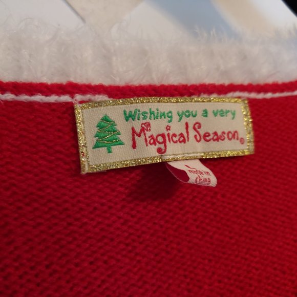 Ladies Merry Xmas Fuzzy Glitter Sweater size large - Picture 2 of 7